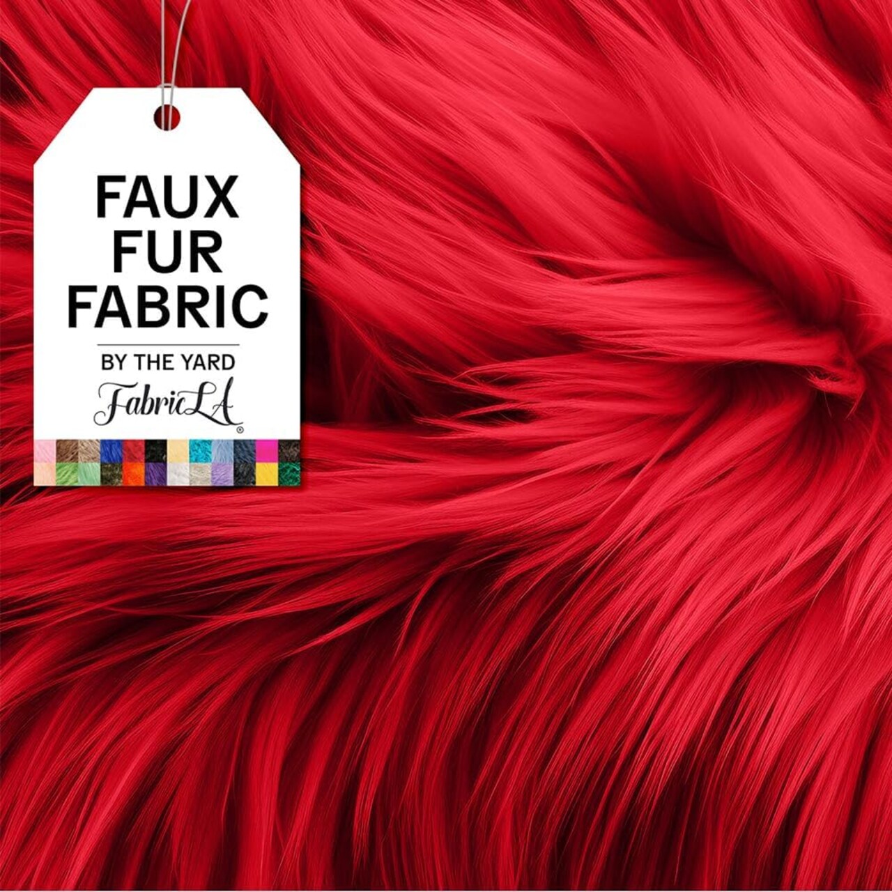FabricLA Faux Fur Fabric by The Yard - Artificial Craft Fur - 36" X 60" Inch Wide - Fur Fabric for Craft Supply, DIY Furry Plush Projects, Sewing, Decoration, Upholstery, Red, 1 Yard